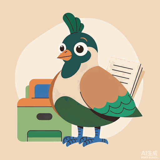翠屏·办公设备维修工程师头像:旁置打印机、手持文件的鹧鸪形象